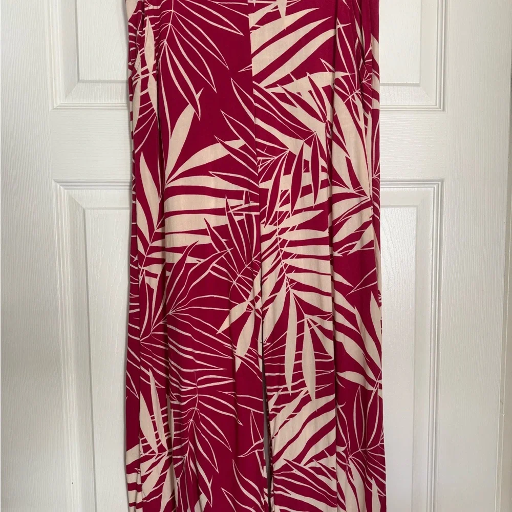 Roxy Red and Cream Wide Leg Pants